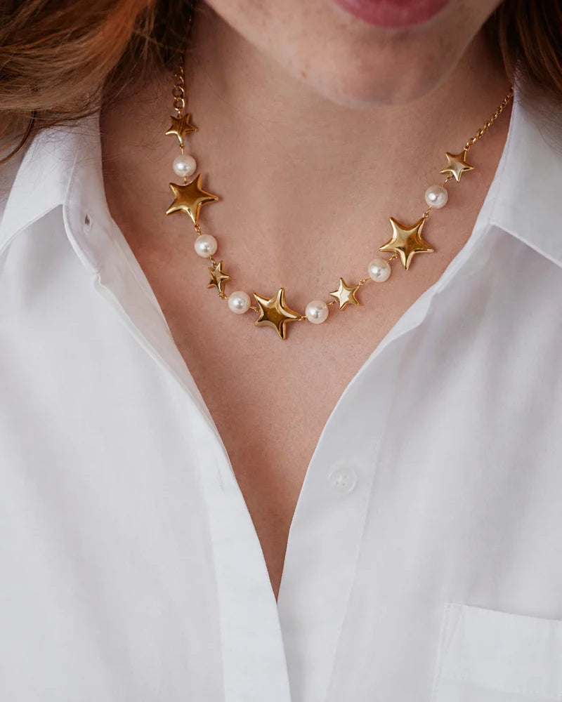 Astra Necklace Pearl Gold