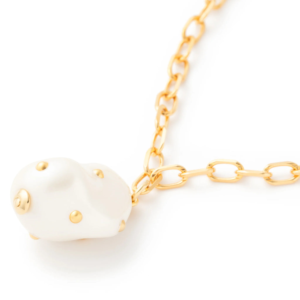 SINGLE BIG ORGANIC STUD PEARL NECKLACE PEARL