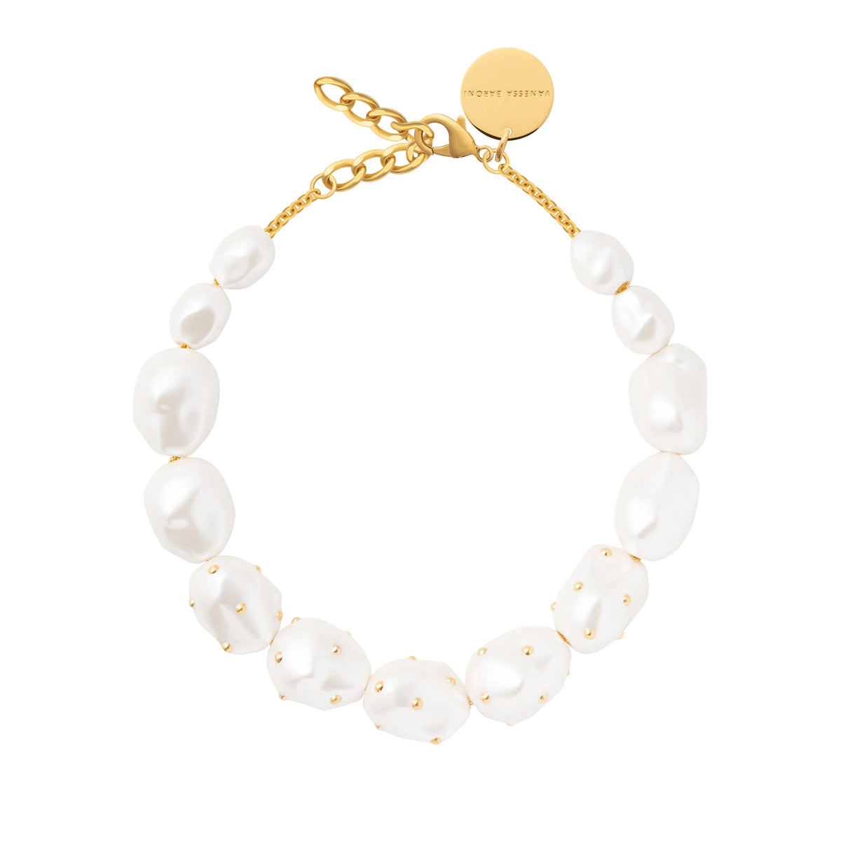 BIG ORGANIC STUD PEARL NEACKLACE PEARL