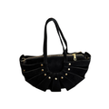 GALA - BLACK SUEDE WITH GOLD STUDS SHOULDER BAG