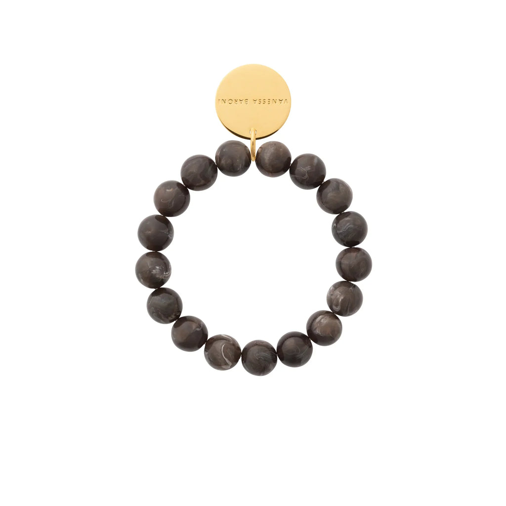 MINI BEADS FLEX BRACELET DARK BROWN MARBLE