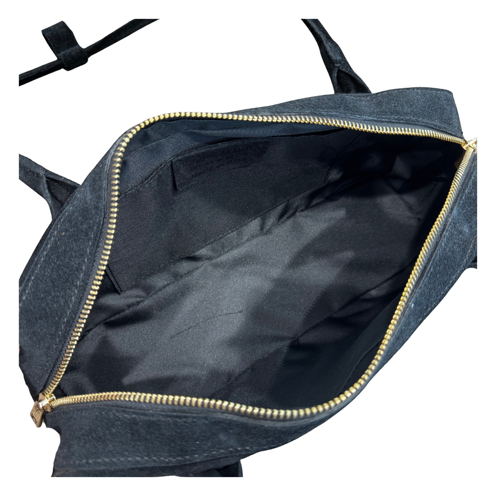 MINA - BLACK SUEDE SHOULDER BAG