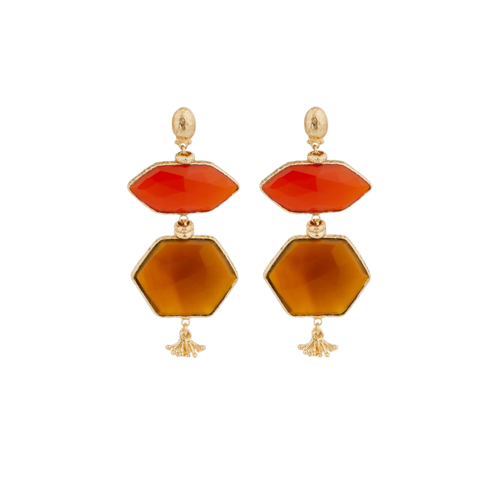 SILENZA EARRINGS - RED & YELLOW CALCITE