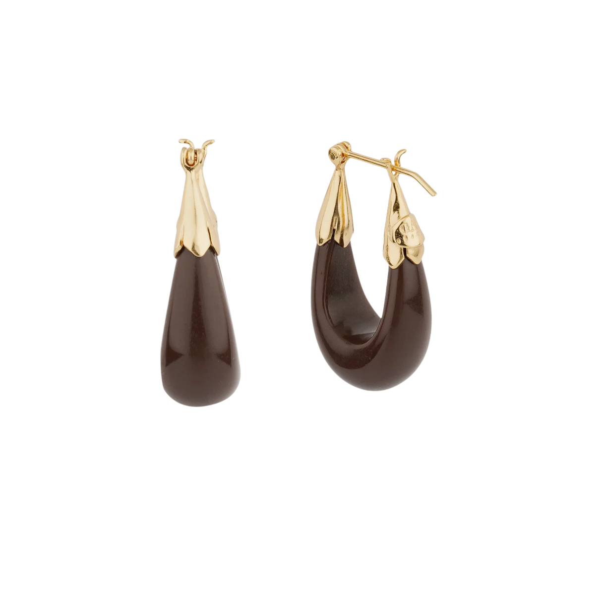 ECUME SMALL ACETATE EARRINGS - BROWN