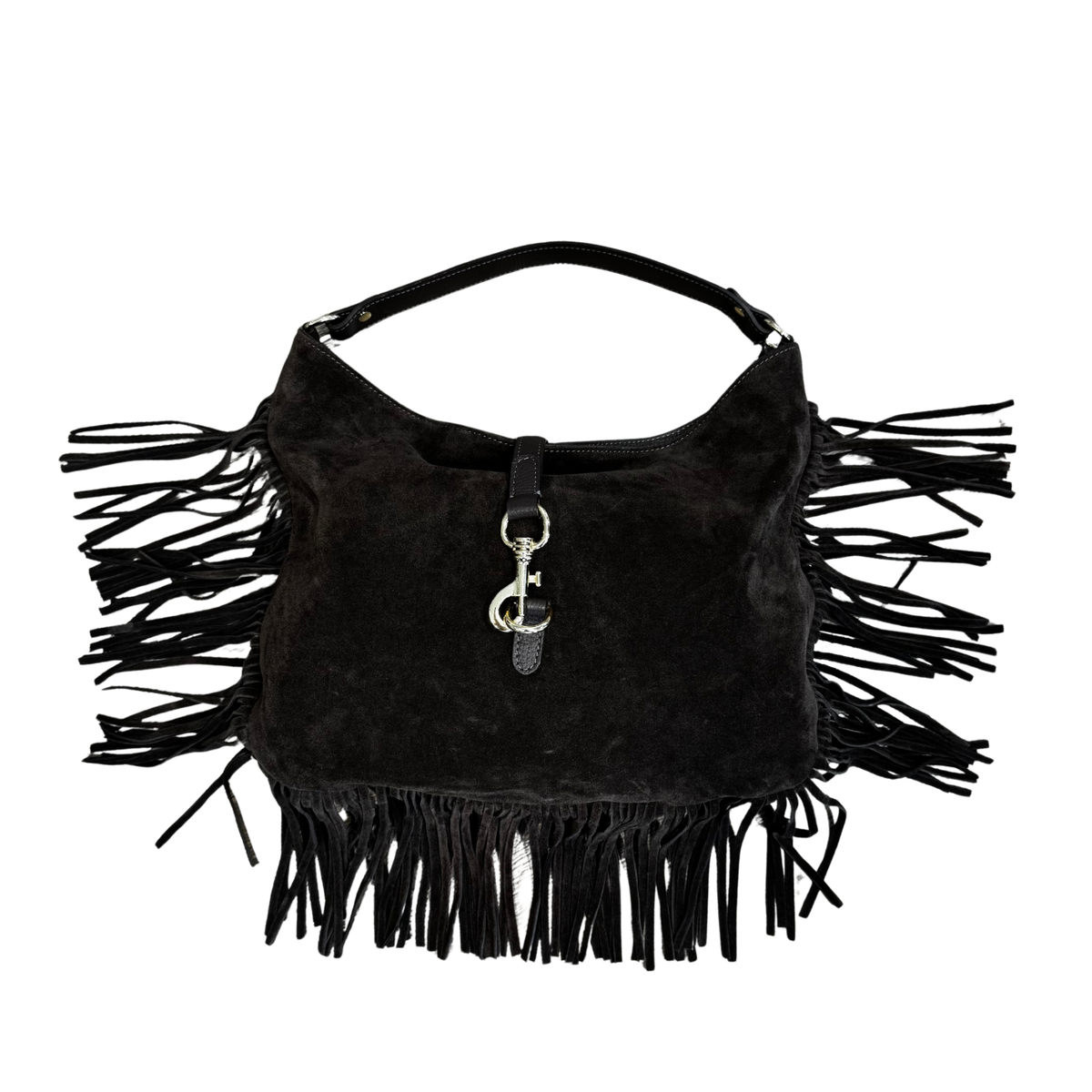 WILLOW - DARK BROWN FRINGE SHOULDER BAG