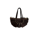 GALA - BROWN SUEDE WITH STUDS SHOULDER BAG
