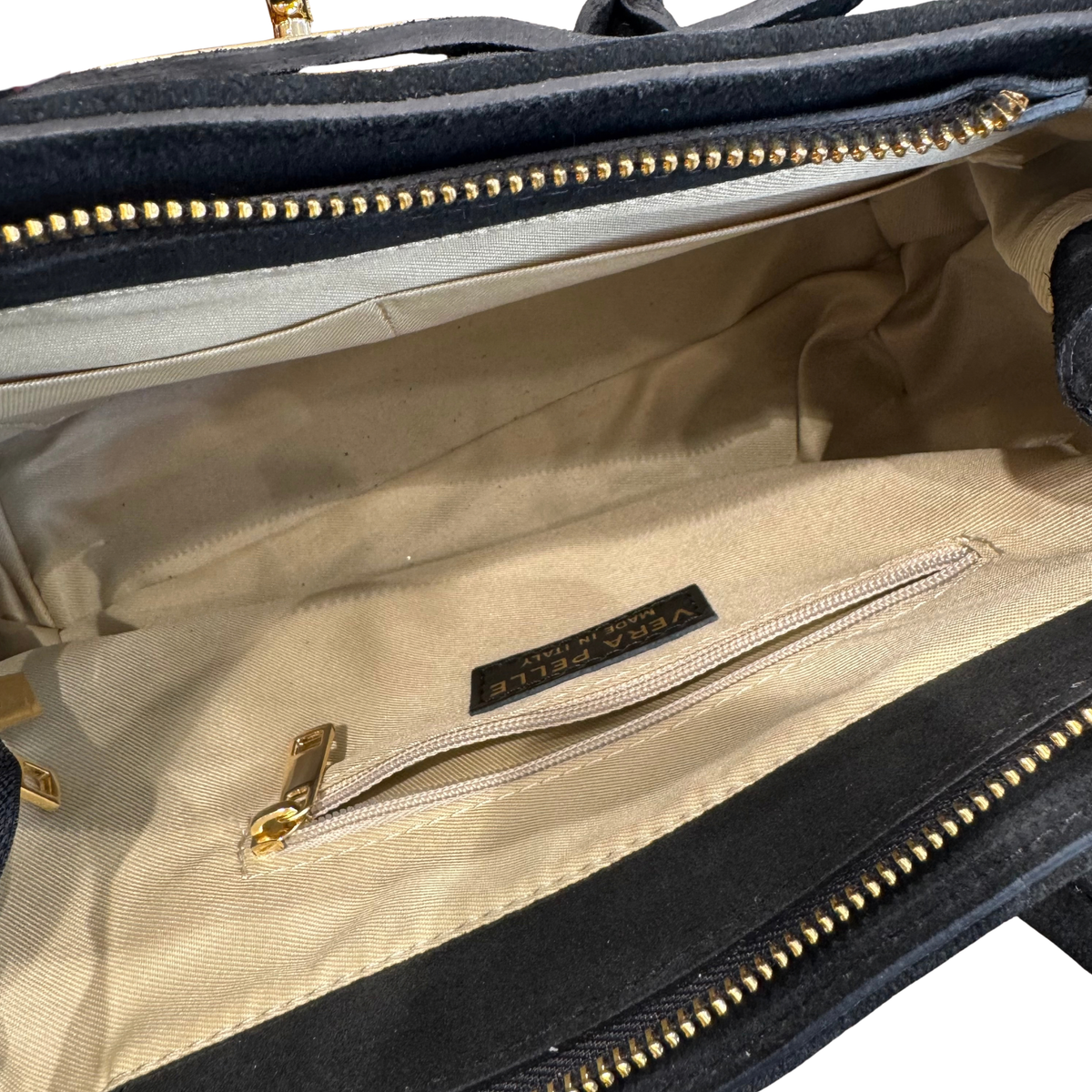 CHARM - BLACK SUEDE HANDBAG