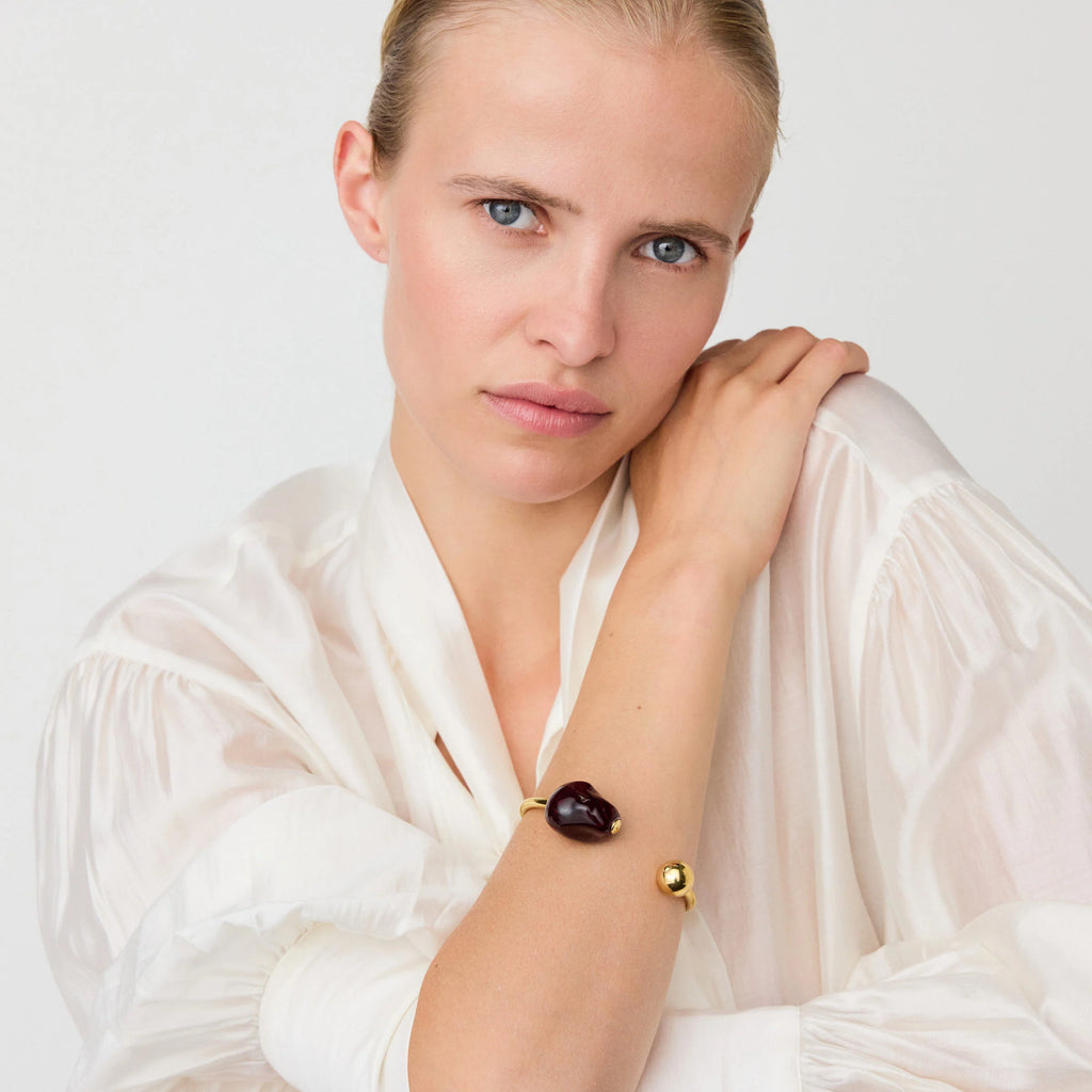 PEARL BANGLE BORDEAUX MARBLE
