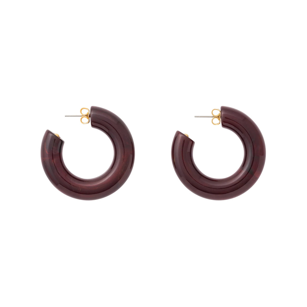 CLASSIC CREOLE EARRING BORDEAUX MARBLE