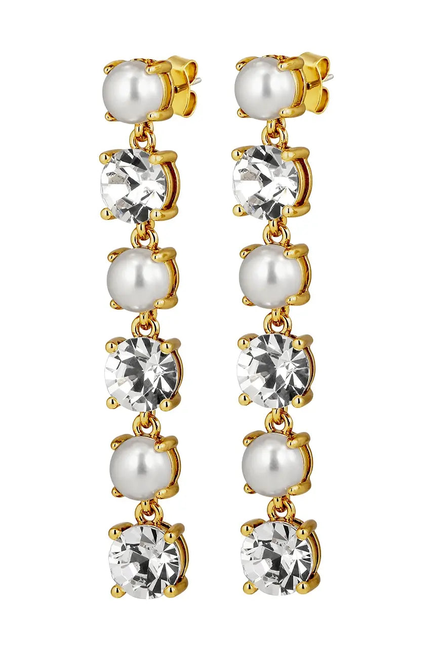 DYRBERG/KERN ECHO SG CRYSTAL_WHITE PEARL EARRING