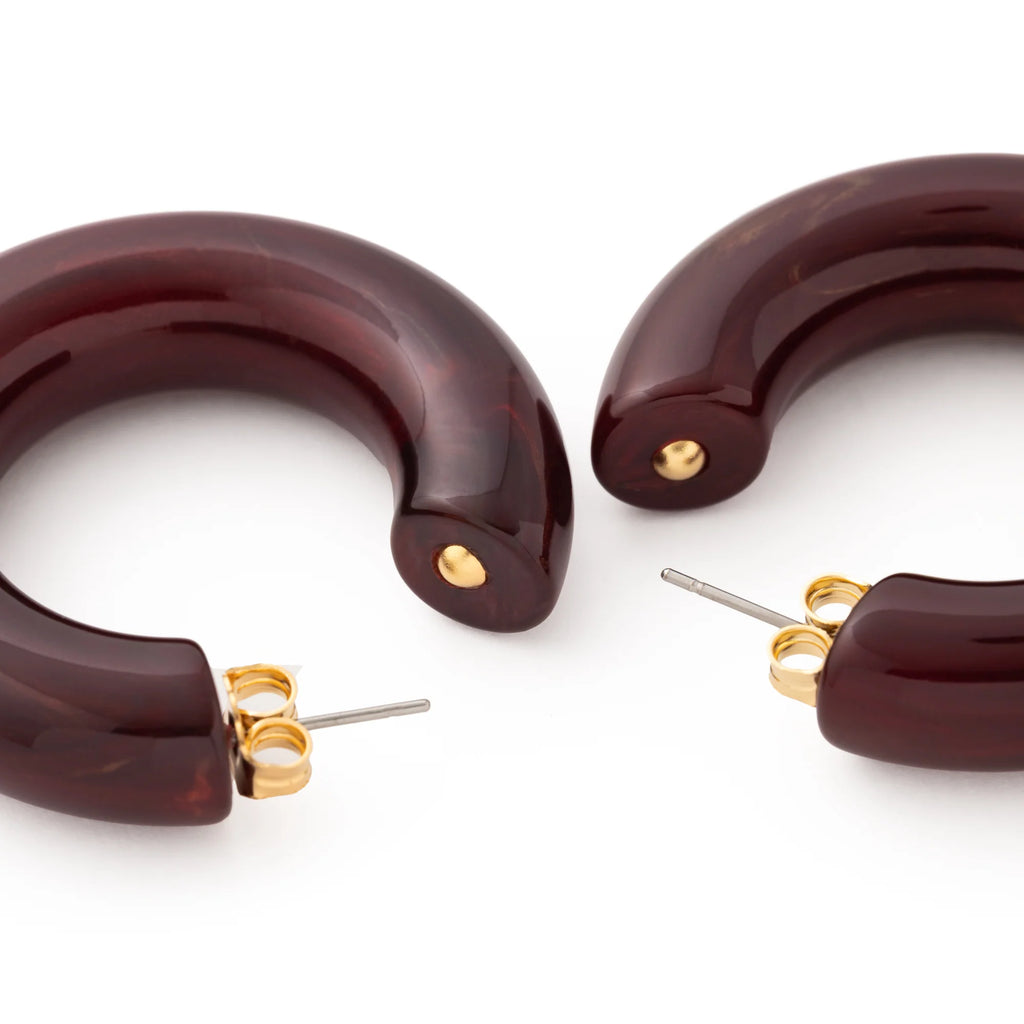 CLASSIC CREOLE EARRING BORDEAUX MARBLE