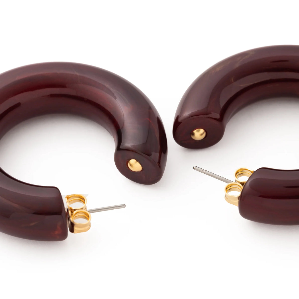 CLASSIC CREOLE EARRING BORDEAUX MARBLE