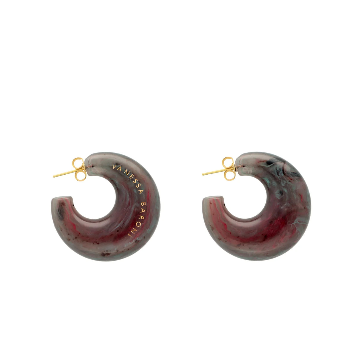 MOON EARRING IKAT MARBLE