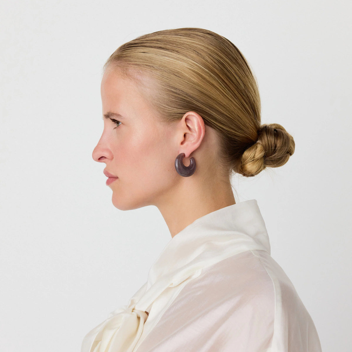 MOON EARRING IKAT MARBLE