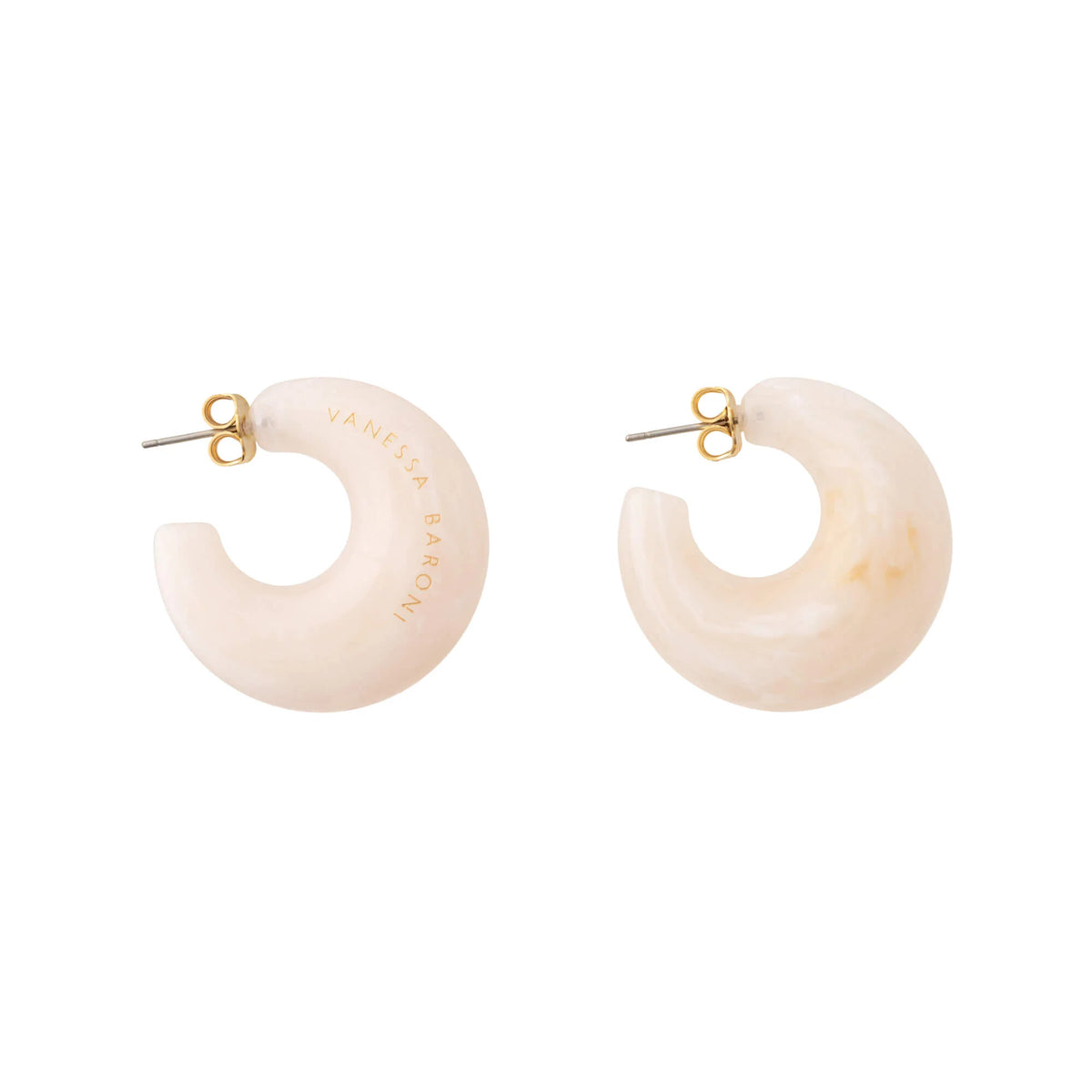 MOON EARRING LATTE MARBLE
