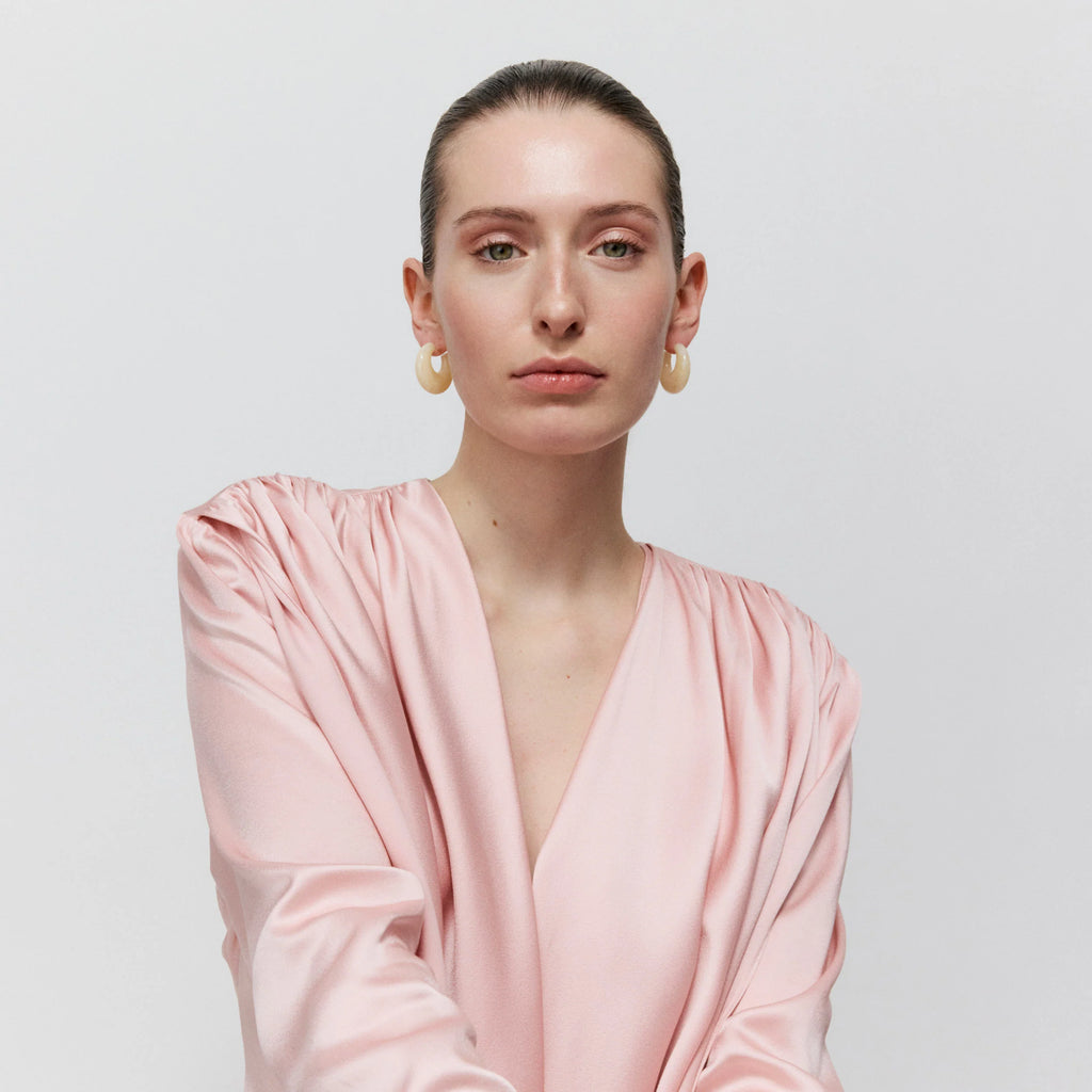 MOON EARRING LATTE MARBLE