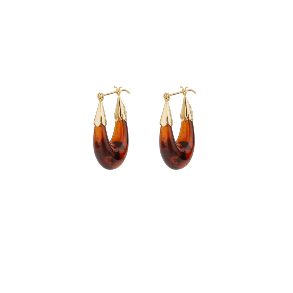 ECUME SMALL ACETATE EARRINGS - TORTOISE