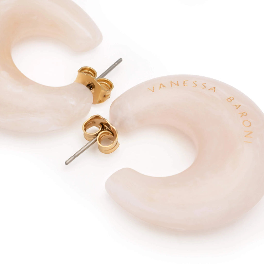 MOON EARRING LATTE MARBLE