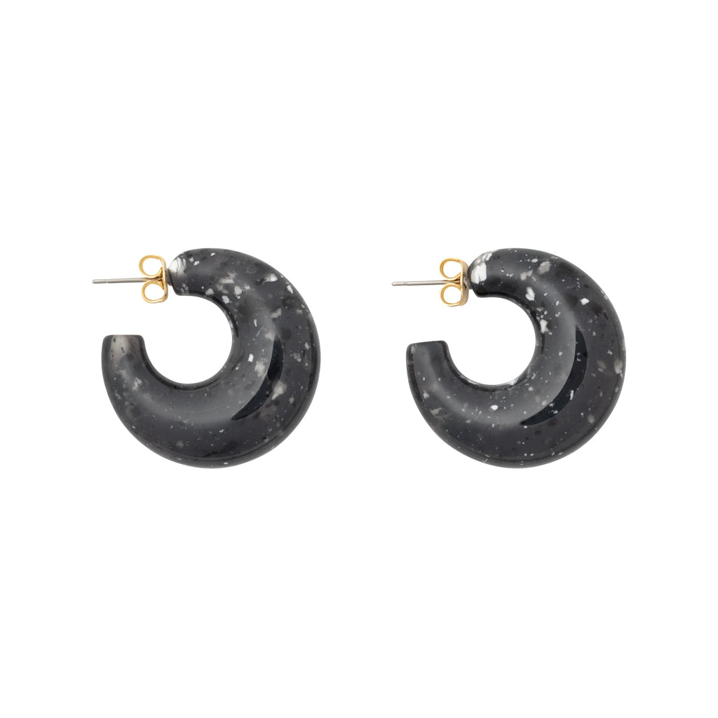 MOON EARRING BLACK MARBLE