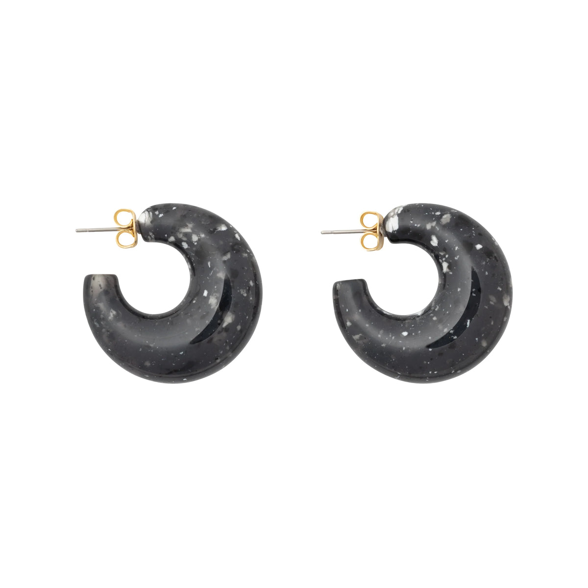MOON EARRING BLACK MARBLE