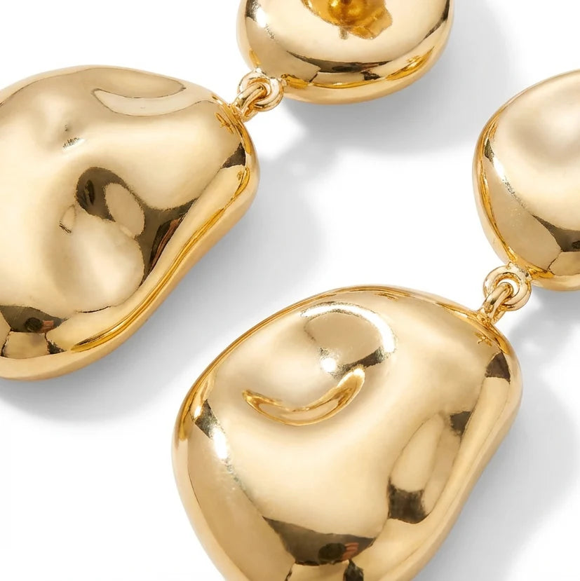 DOUBLE NUGGET EARRING GOLD