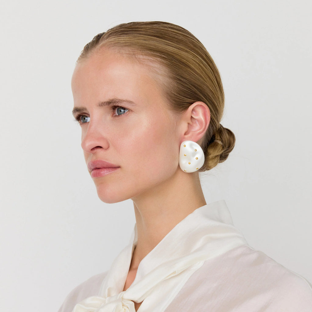NUGGET STUD PEARL EARRING PEARL