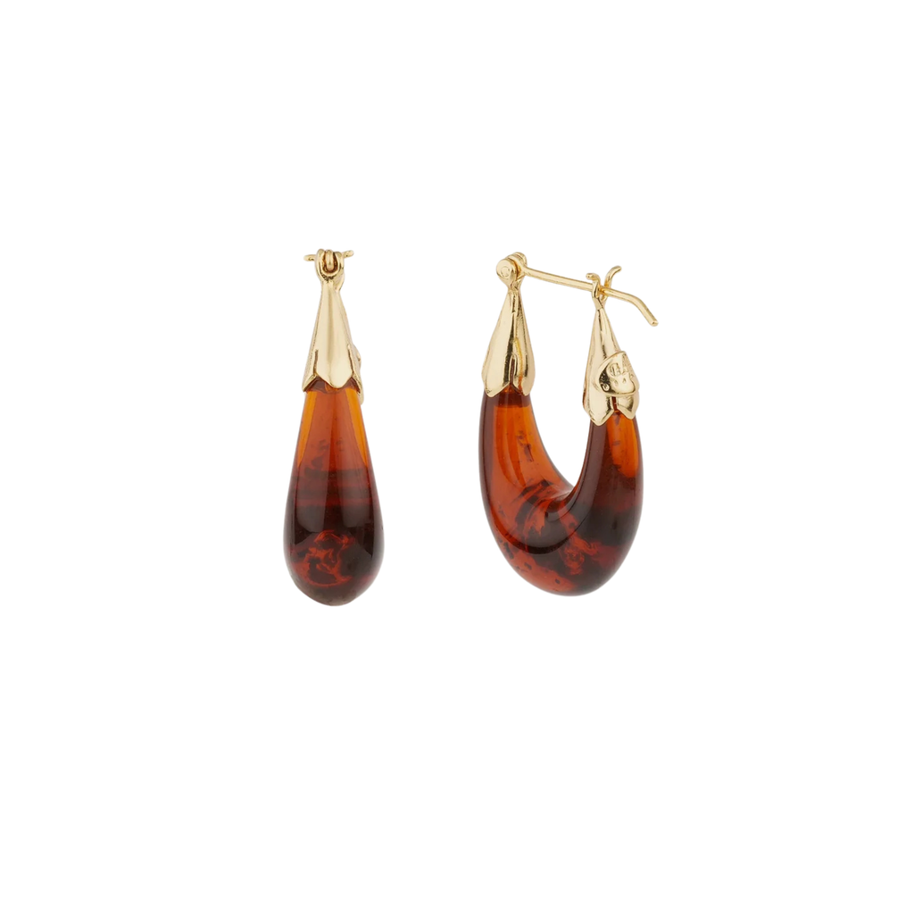 ECUME SMALL ACETATE EARRINGS - TORTOISE