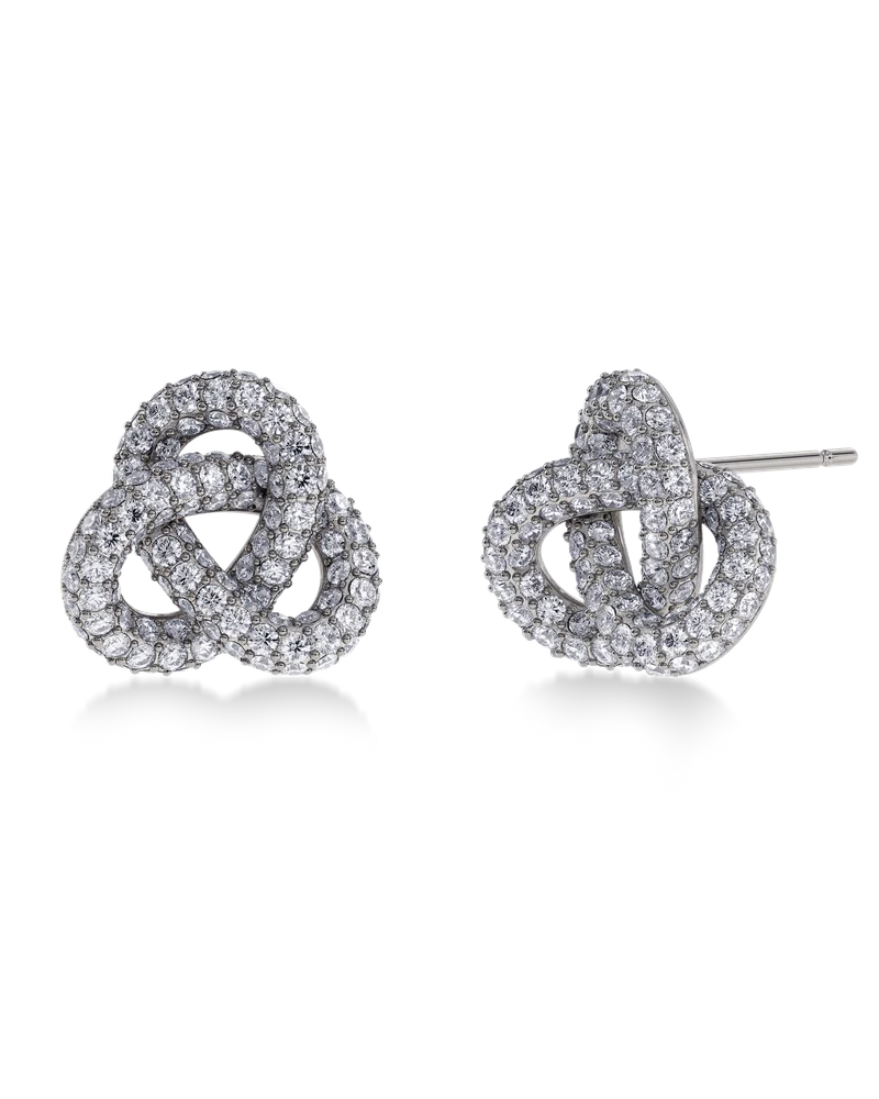 Infinity knot sparkle stud L - silver