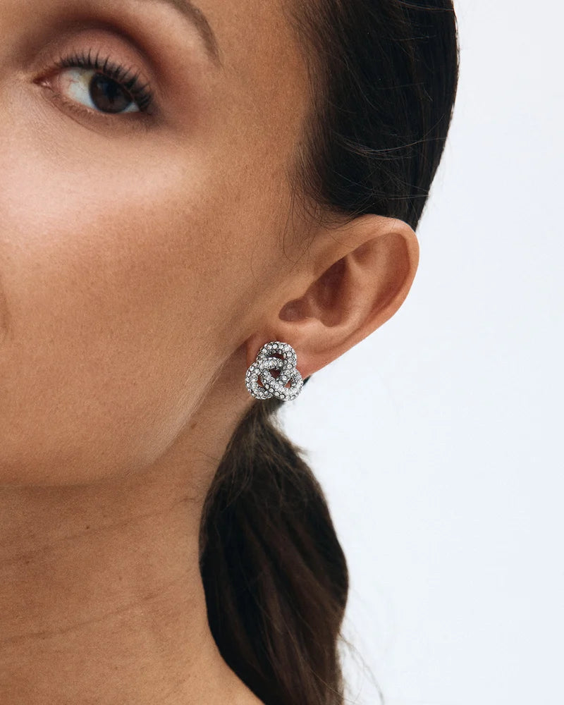 Infinity knot sparkle stud L - silver