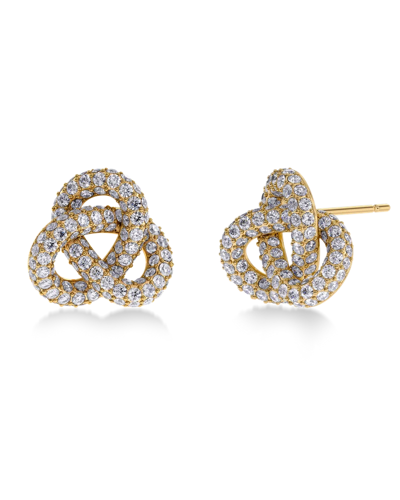 Infinity knot sparkle studs L gold