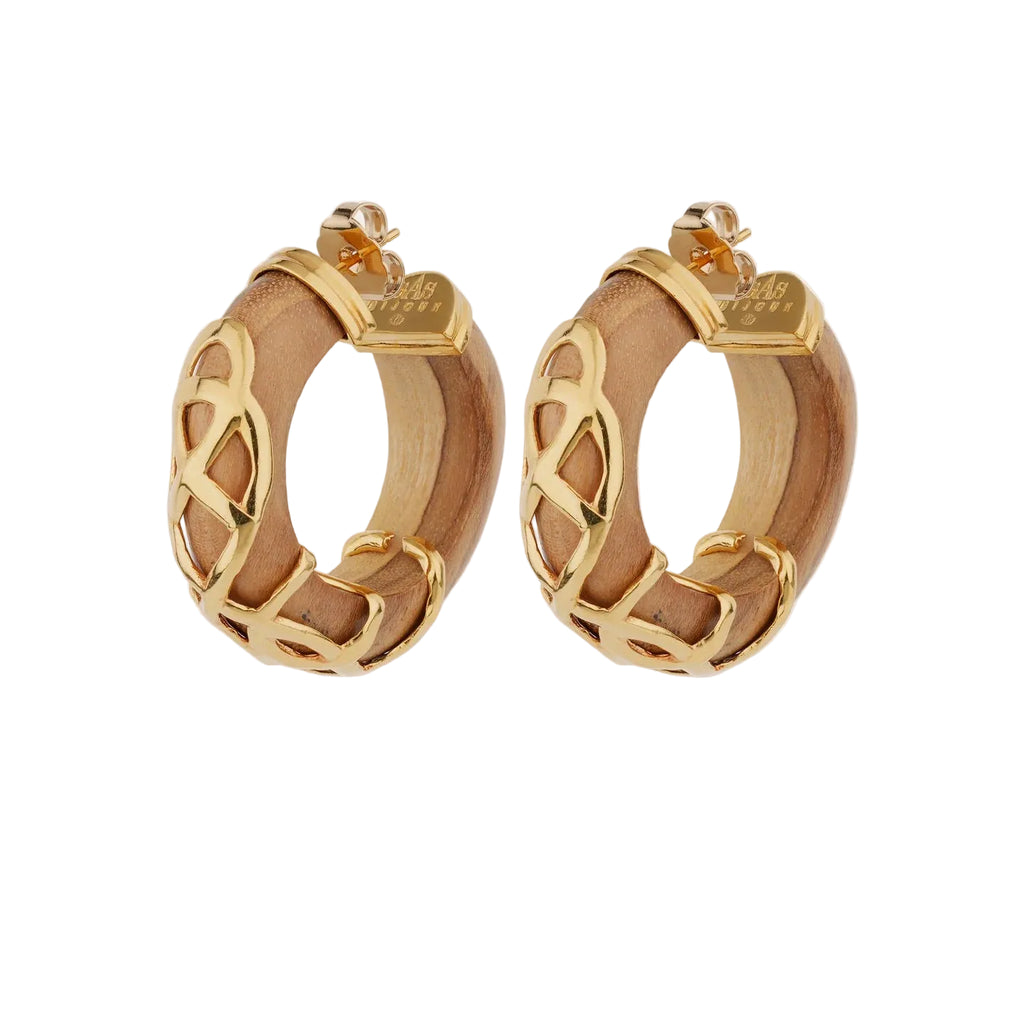 ABALONE HOOP EARRINGS - WOOD