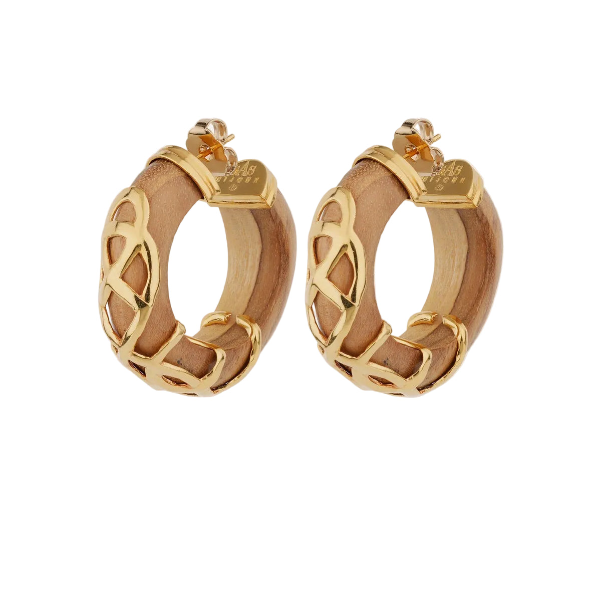 ABALONE HOOP EARRINGS - WOOD