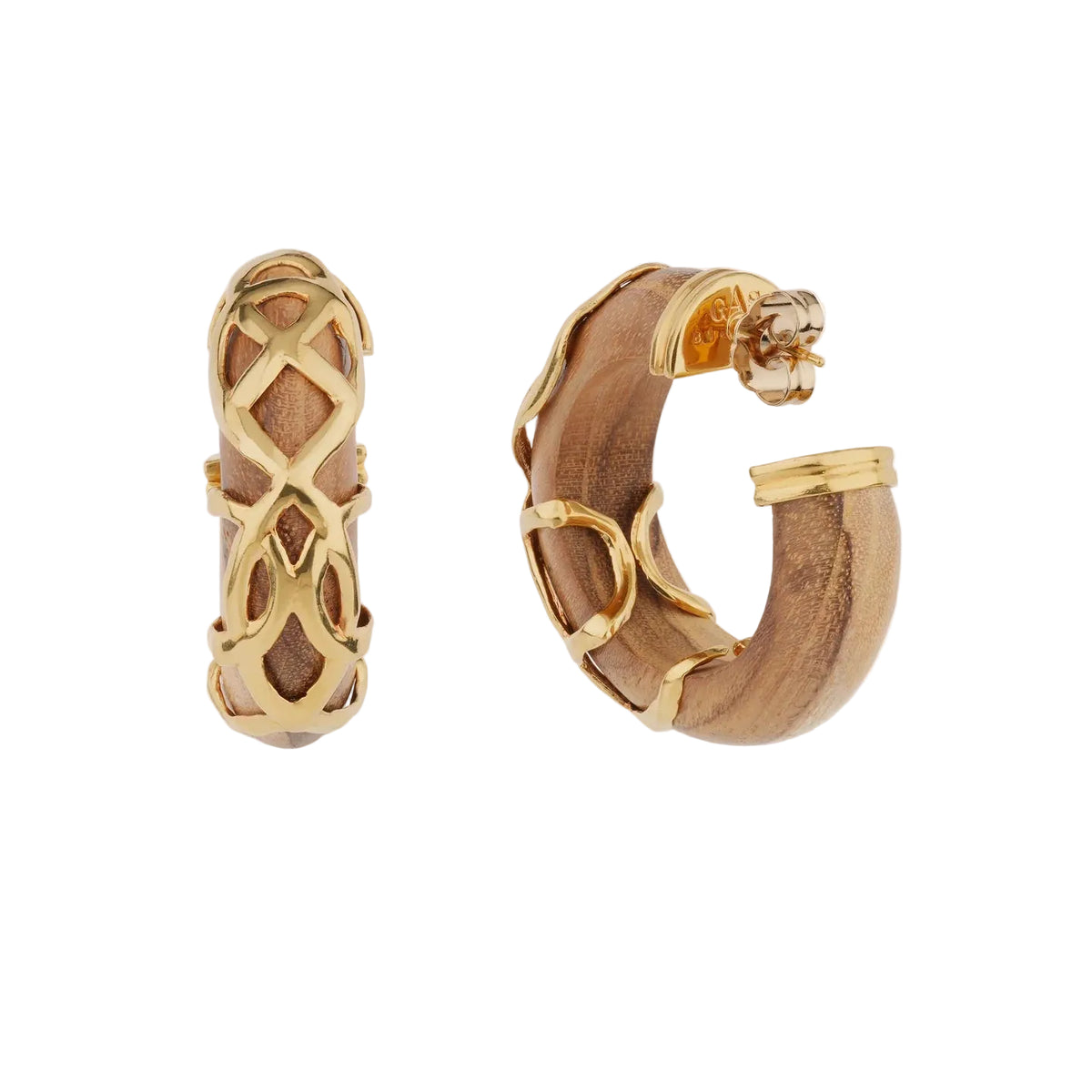 ABALONE HOOP EARRINGS - WOOD