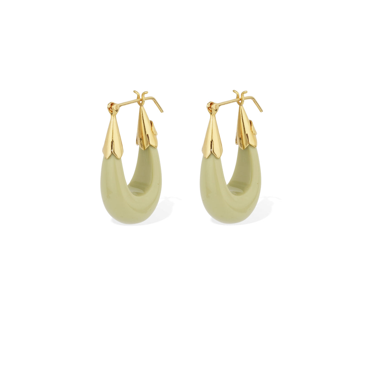 ECUME SMALL ACETATE EARRINGS - LIGHT GREEN