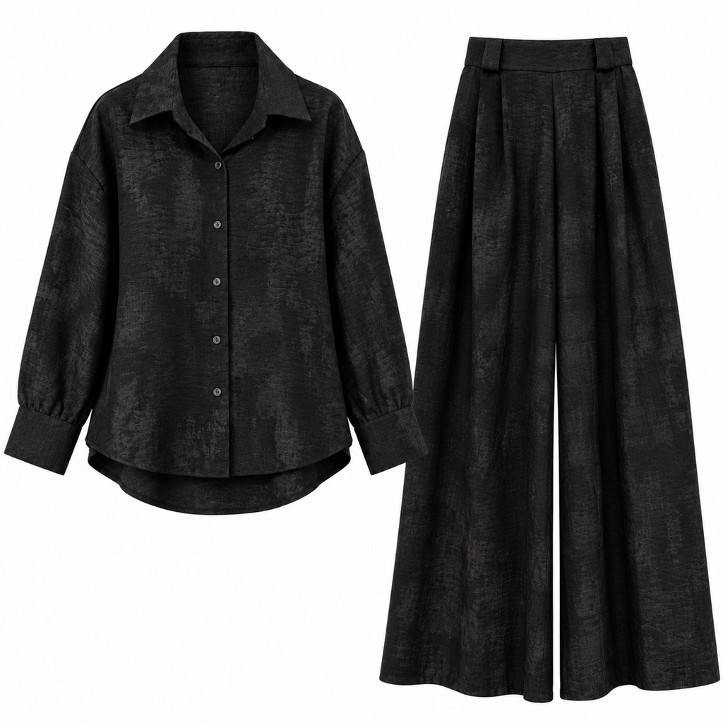 Black Textured Co-Ord Set