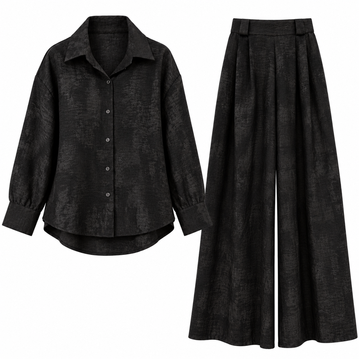 Black Textured Co-Ord Set