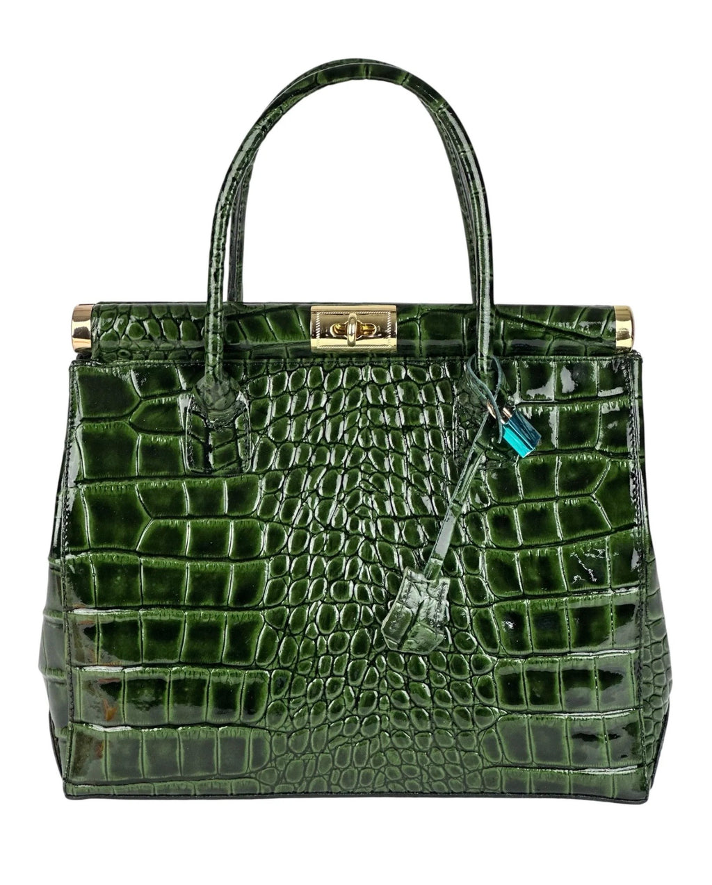 THE CHLOE - CROC TOTE - FOREST GREEN