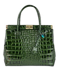 THE CHLOE - CROC TOTE - FOREST GREEN