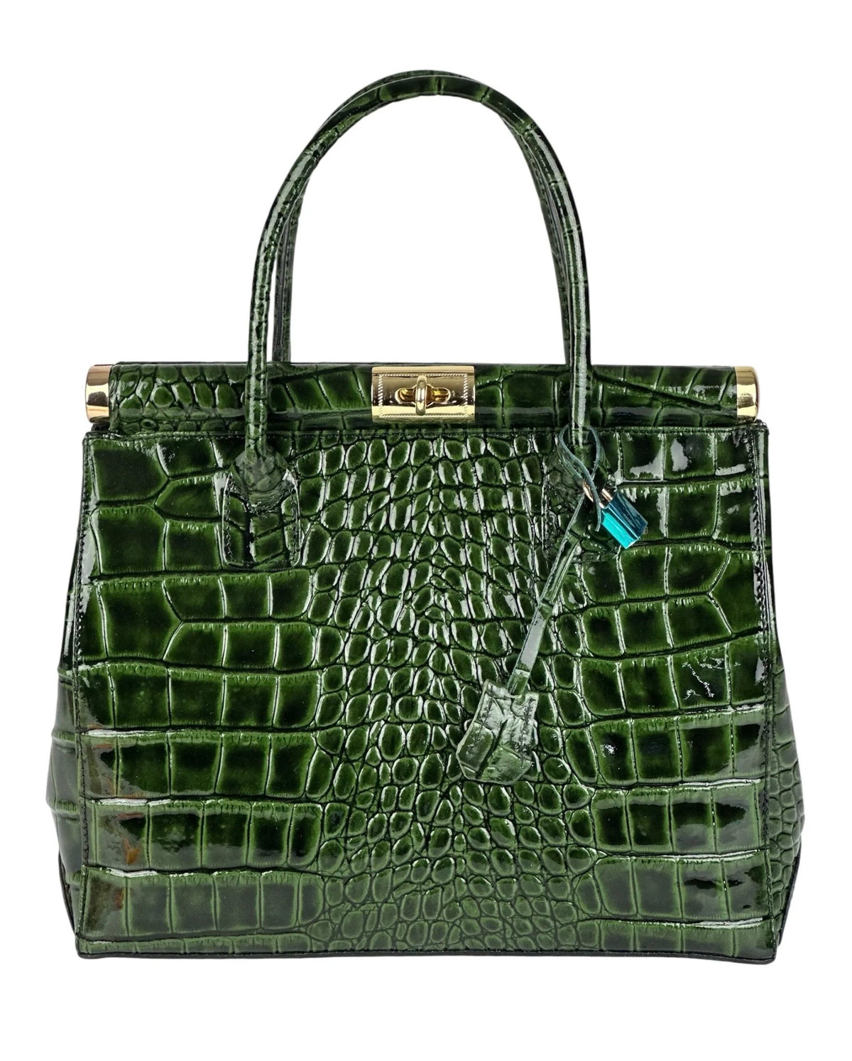 THE CHLOE - CROC TOTE - FOREST GREEN