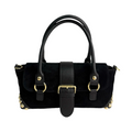 BLACK STUDDED SUEDE SATCHEL