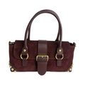 BURGUNDY STUDDED SUEDE SATCHEL