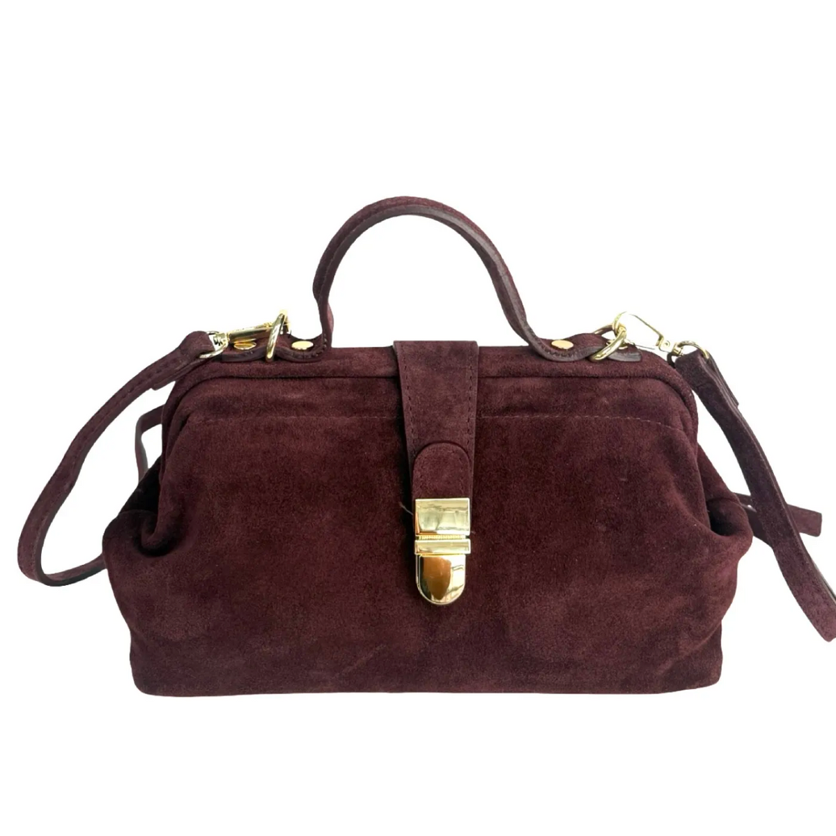 BURGUNDY SUEDE SATCHEL
