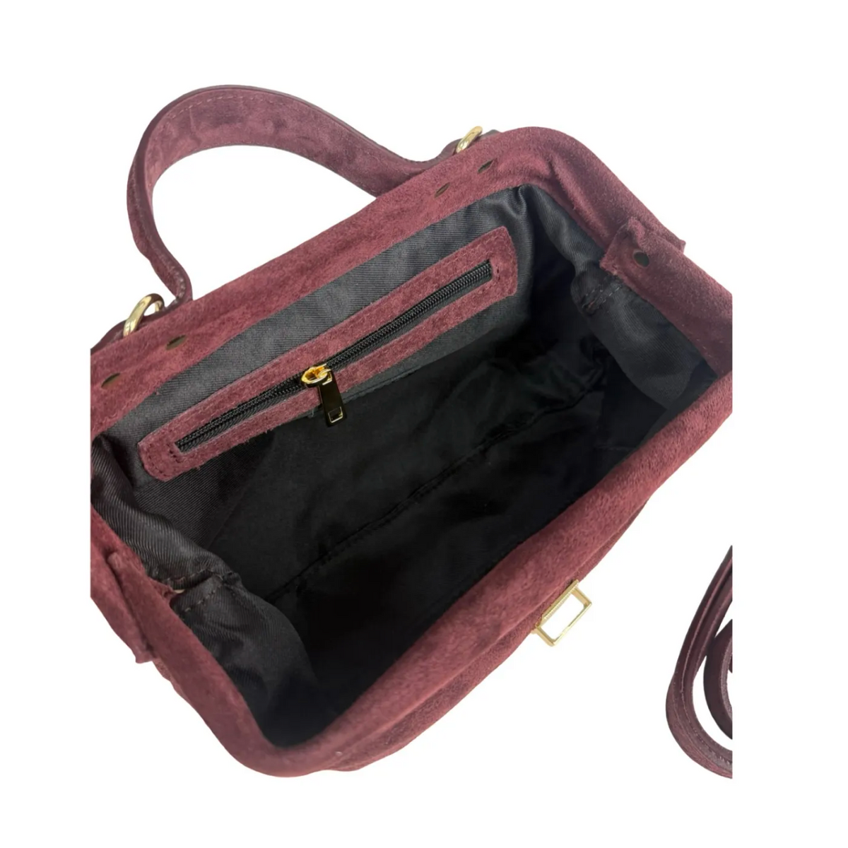 BURGUNDY SUEDE SATCHEL