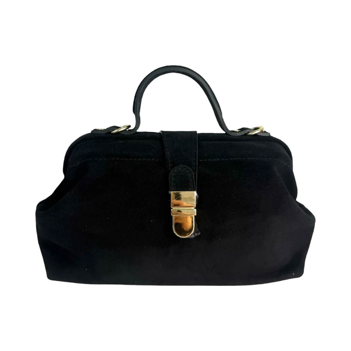 BLACK SUEDE SATCHEL
