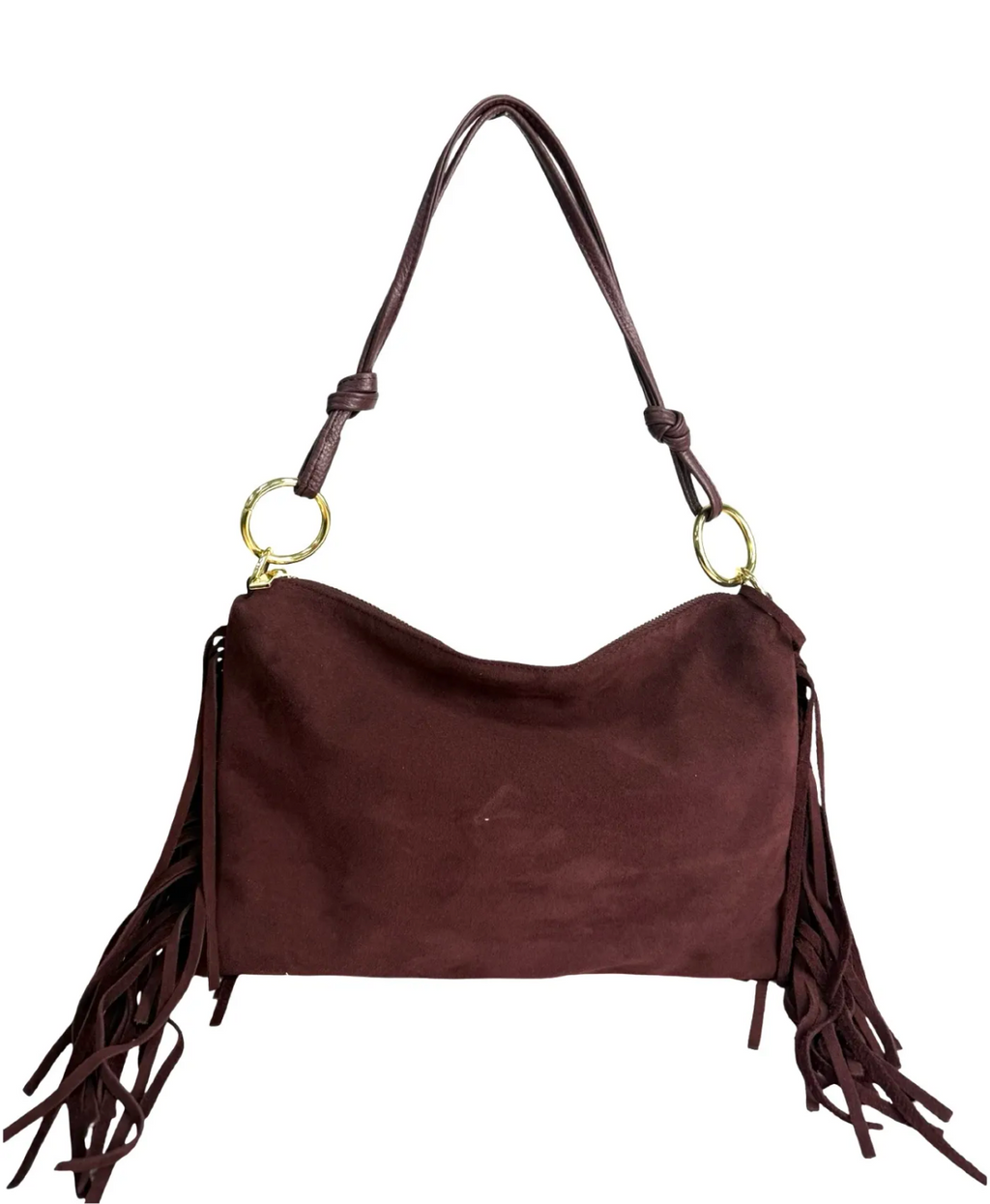 BURGUNDY SUEDE BOHO SHOULDER BAG