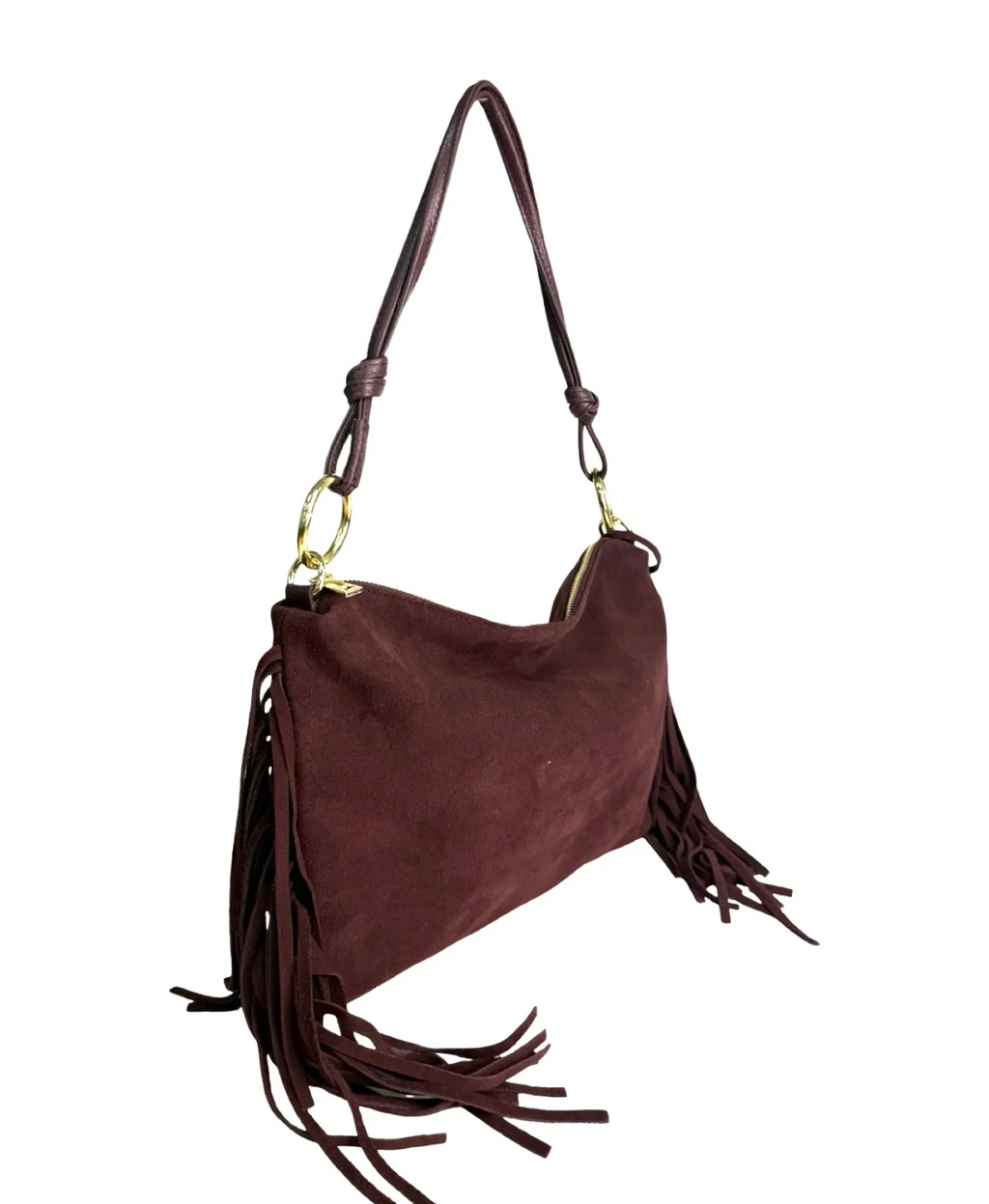 BURGUNDY SUEDE BOHO SHOULDER BAG