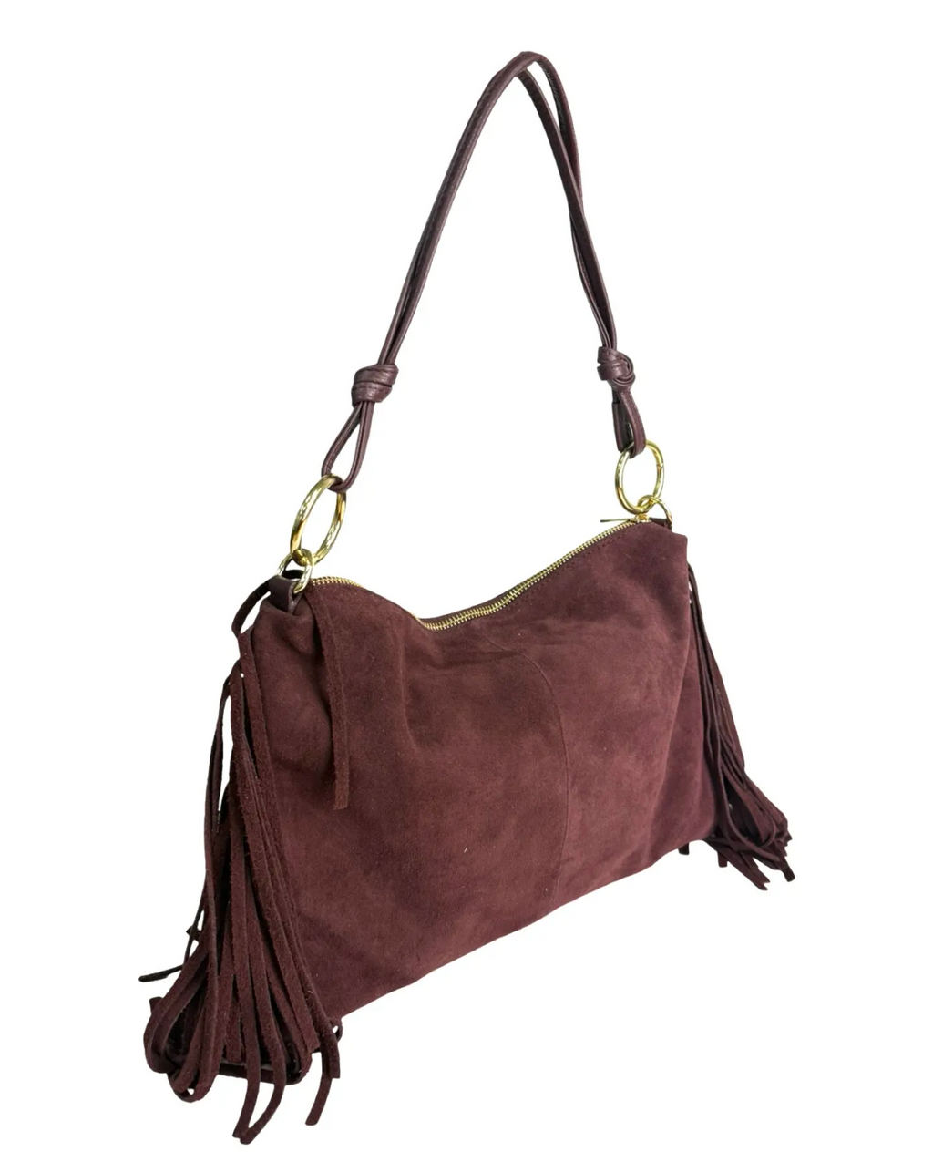 BURGUNDY SUEDE BOHO SHOULDER BAG