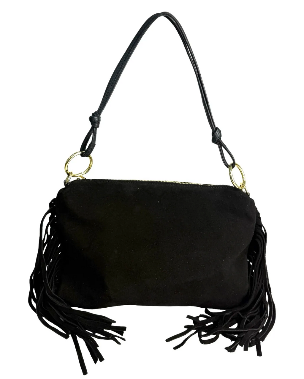 BLACK SUEDE BOHO SHOULDER BAG