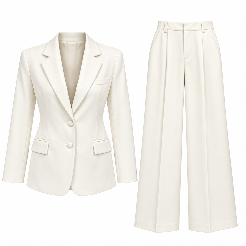 Ivory Open-Back Tailored Suit
