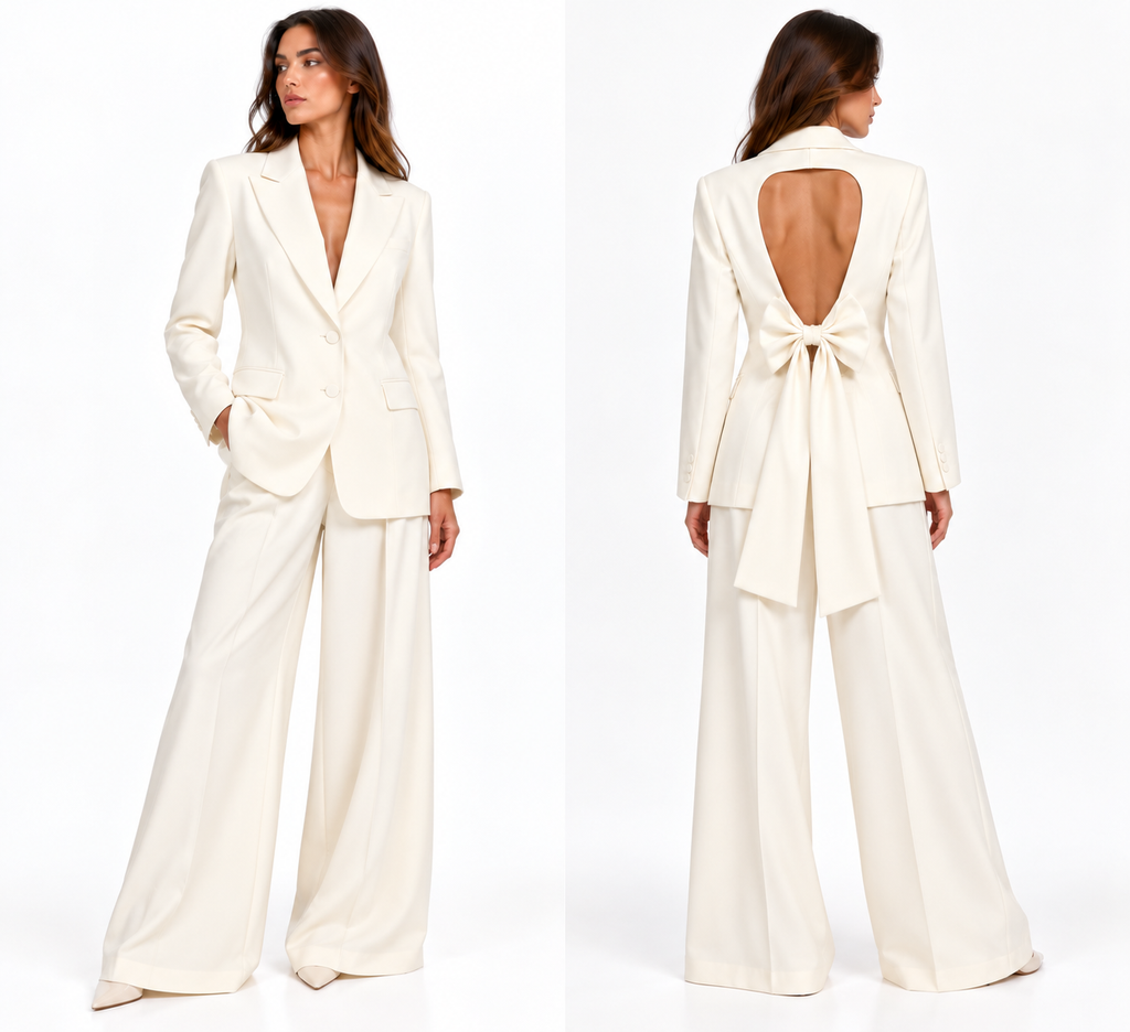 Ivory Open-Back Tailored Suit